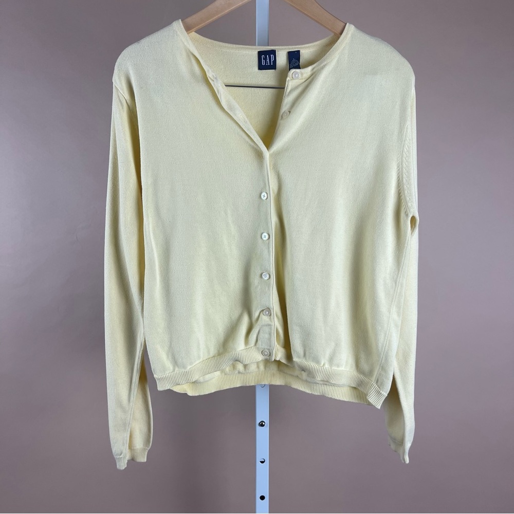 Vintage GAP Pastel Cardigan Women's Large Grandmacore Granny Spring Yellow